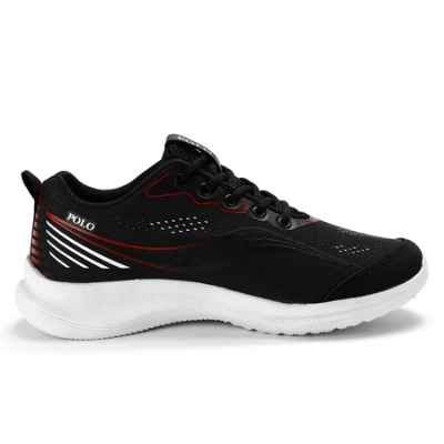 Tenis Caminhada Preto Vermelho Masculino