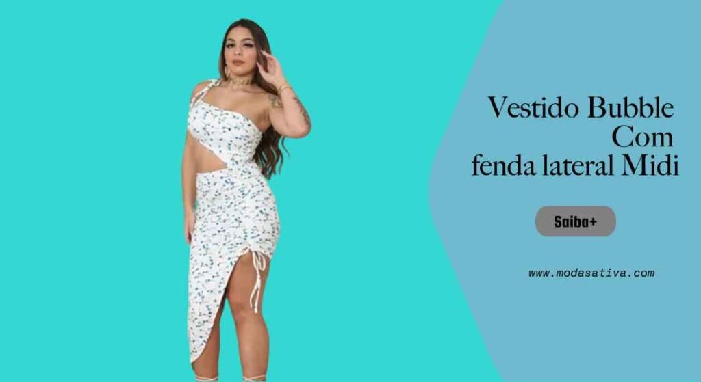 Modelo de Vestido Midi com Fenda Lateral