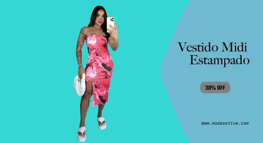 Modelos estampados do vestido midi