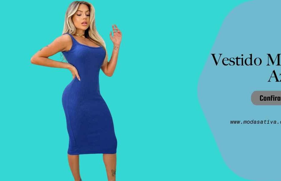 Modelo de Vestido Midi Azul Royal