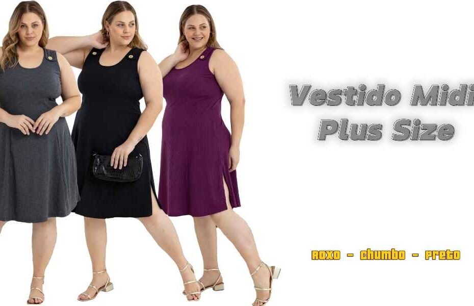 Vestido Midi Plus Size Sem Manga – Conforto, Estilo e Versatilidade