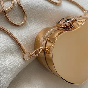 Mini Bolsa De Ombro De Metal com pintura dourada